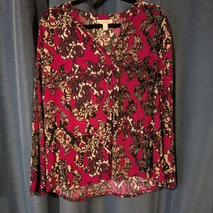Floral V-Neck Blouse - Fuschia